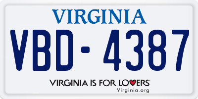 VA license plate VBD4387