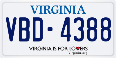 VA license plate VBD4388