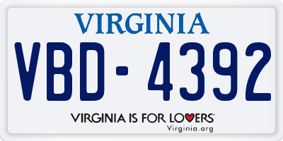 VA license plate VBD4392
