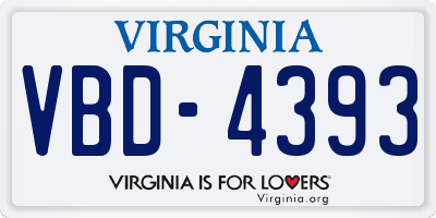 VA license plate VBD4393