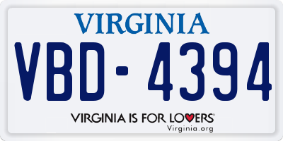 VA license plate VBD4394