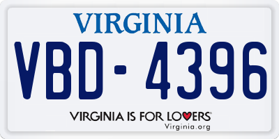VA license plate VBD4396