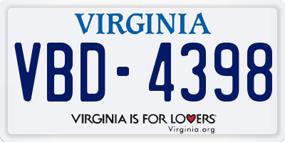 VA license plate VBD4398