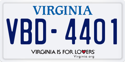 VA license plate VBD4401