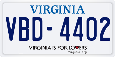 VA license plate VBD4402