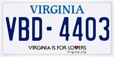VA license plate VBD4403