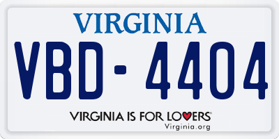 VA license plate VBD4404