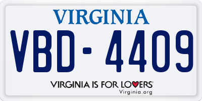 VA license plate VBD4409