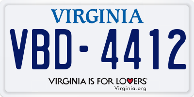 VA license plate VBD4412