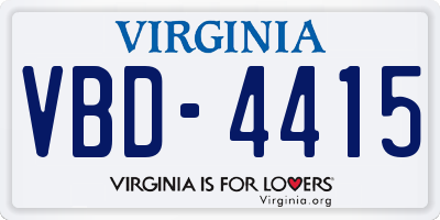 VA license plate VBD4415