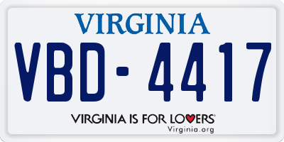 VA license plate VBD4417