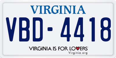 VA license plate VBD4418