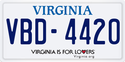 VA license plate VBD4420