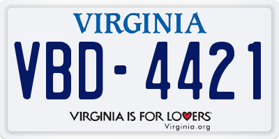 VA license plate VBD4421