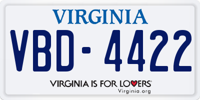 VA license plate VBD4422