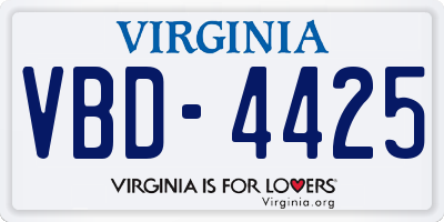 VA license plate VBD4425