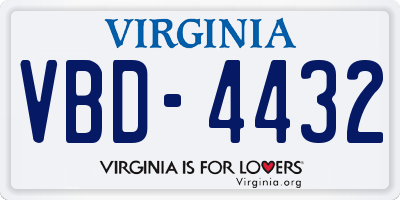 VA license plate VBD4432