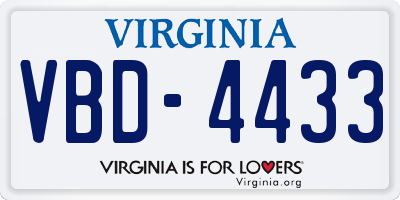 VA license plate VBD4433