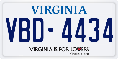 VA license plate VBD4434