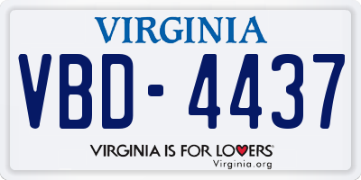 VA license plate VBD4437