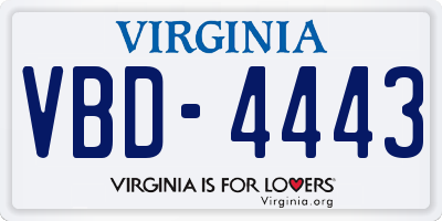 VA license plate VBD4443