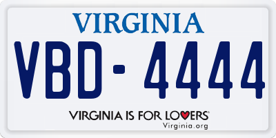 VA license plate VBD4444