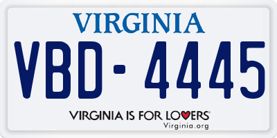 VA license plate VBD4445