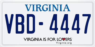 VA license plate VBD4447