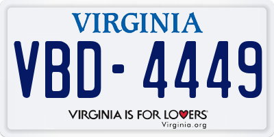 VA license plate VBD4449