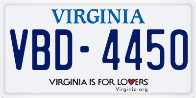 VA license plate VBD4450