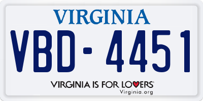 VA license plate VBD4451