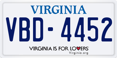 VA license plate VBD4452