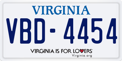 VA license plate VBD4454