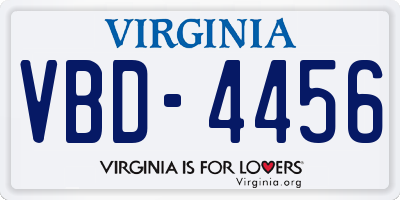VA license plate VBD4456