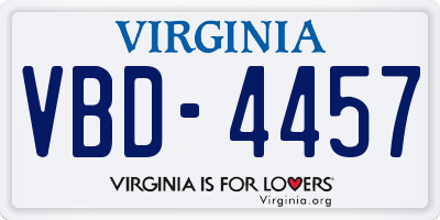 VA license plate VBD4457