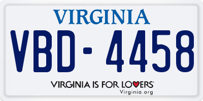 VA license plate VBD4458
