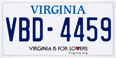 VA license plate VBD4459