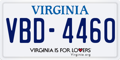 VA license plate VBD4460