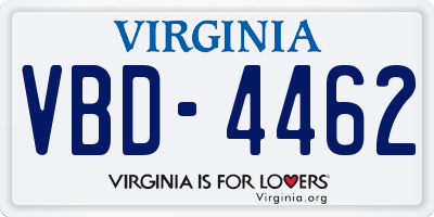 VA license plate VBD4462