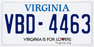 VA license plate VBD4463