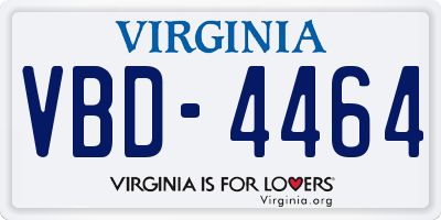 VA license plate VBD4464