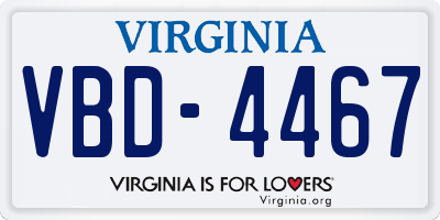 VA license plate VBD4467