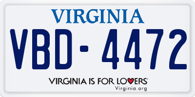 VA license plate VBD4472
