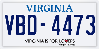 VA license plate VBD4473