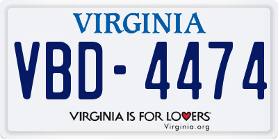 VA license plate VBD4474