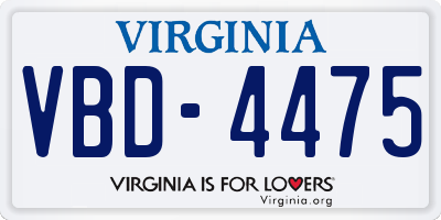 VA license plate VBD4475