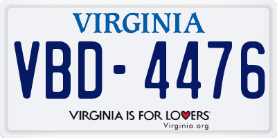 VA license plate VBD4476