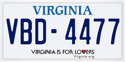 VA license plate VBD4477