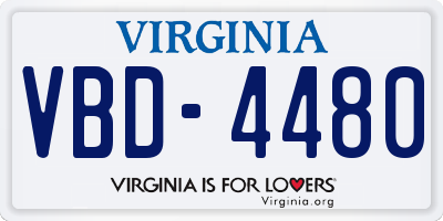 VA license plate VBD4480
