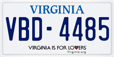VA license plate VBD4485